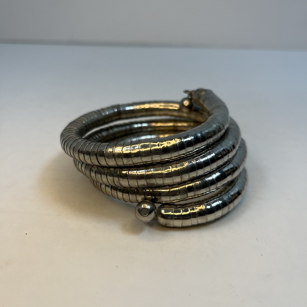 Silver Snake Coil Wraparound Bracelet Multi‎ Layer